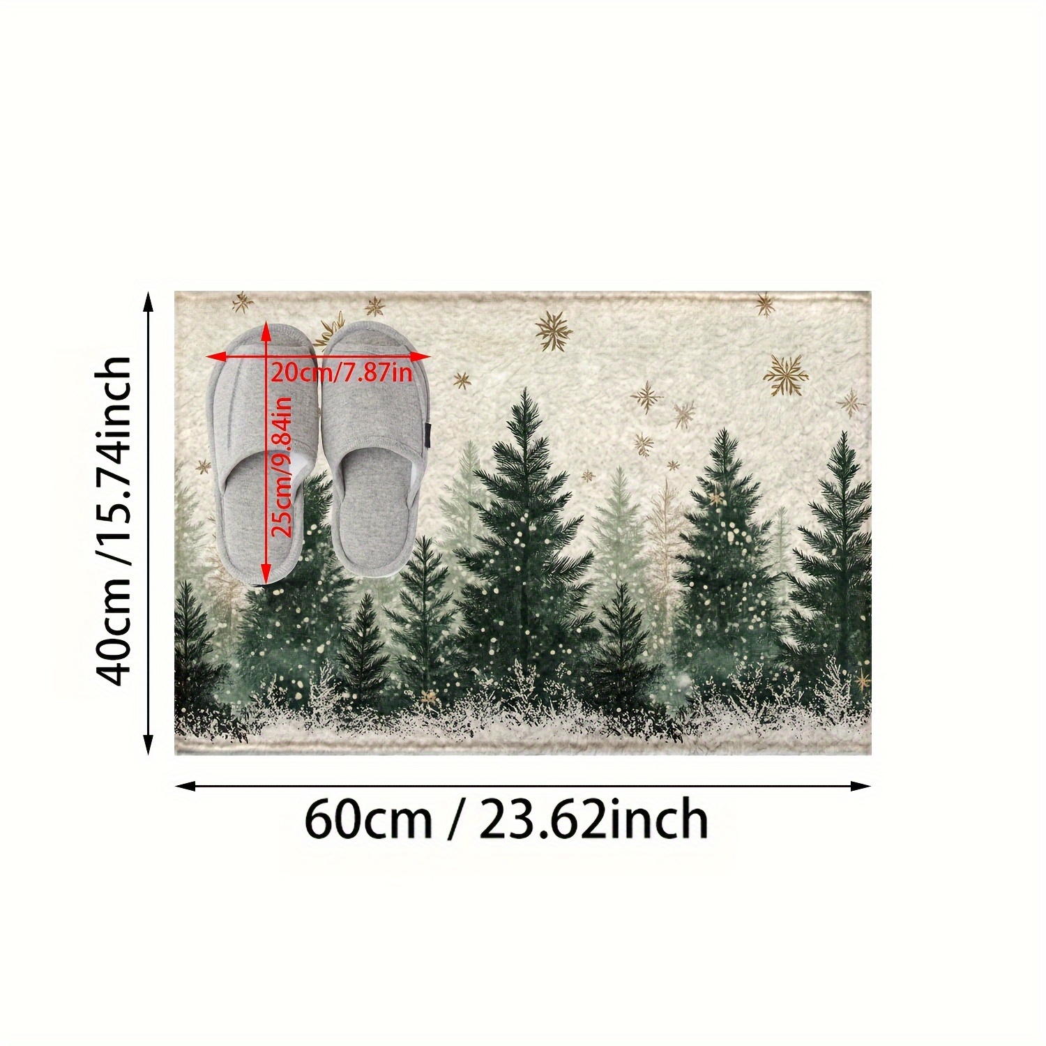 TEMU 1pc 2d Flat Christmas Snowflake Bathroom Mat Microfiber Non-slip Mat, Imitation Cashmere Fluffy Carpet, Machine Washable, Room Decoration,