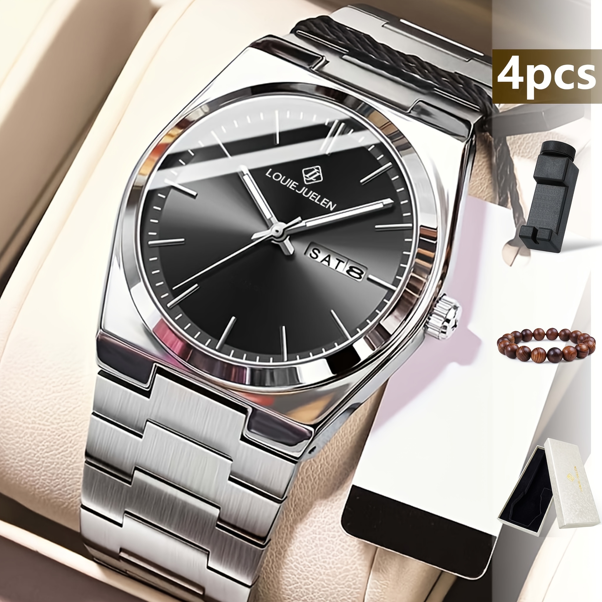4pcs 's And Women's Fully Automatic Mechanical Watches, Men's Fashion Trendy Simple Versatile Business Watches, Multiple Colors , Great Gift For Holidays, Anniversaries, And Birthdays