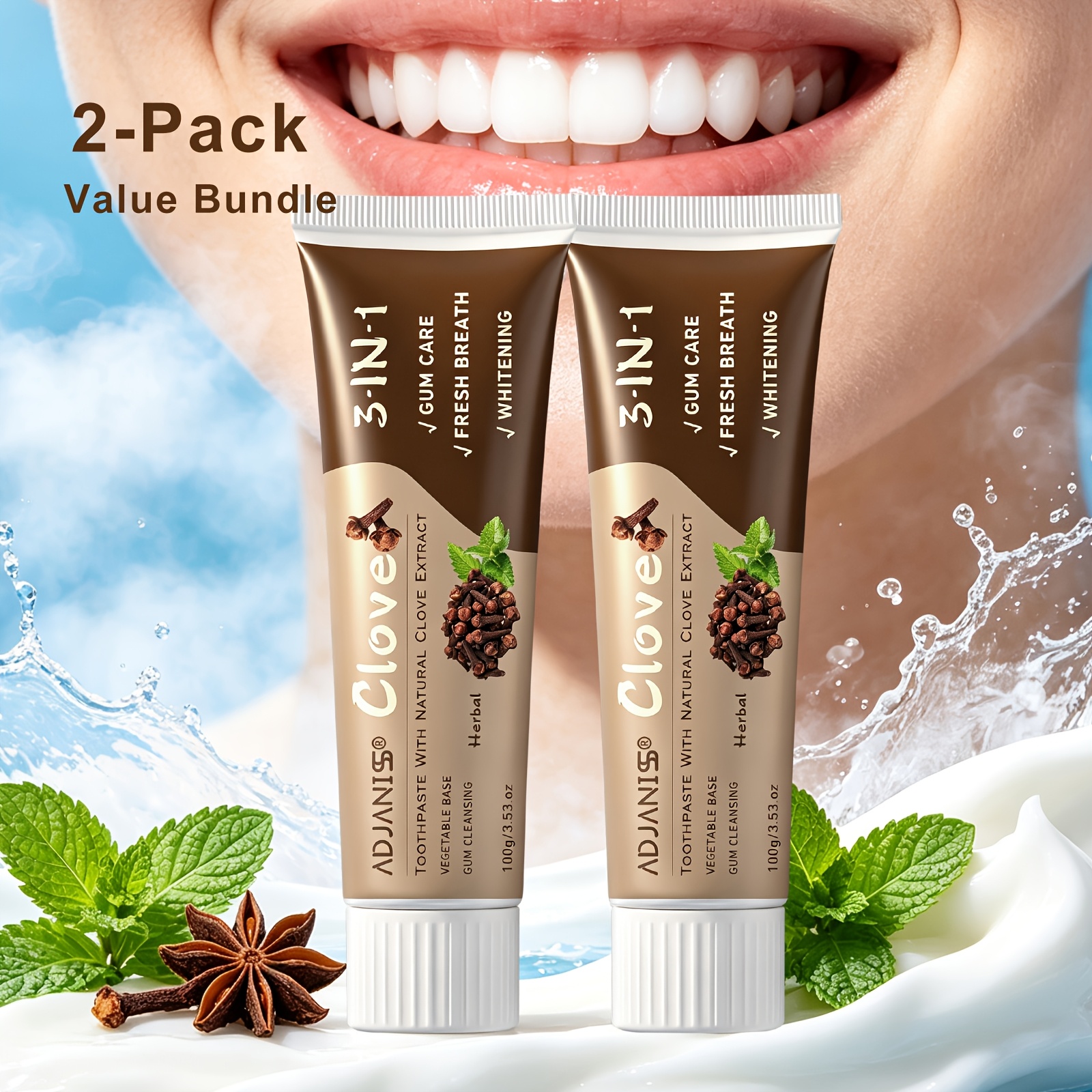 2-Pack ADJANISS Clove Toothpaste with Hydroxyapatite