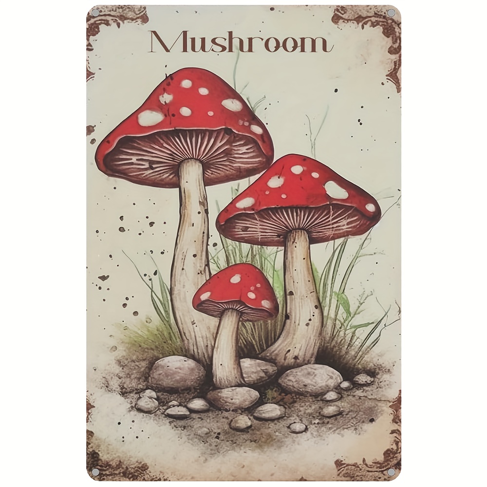 

1pc, Vintage Tin Sign, Cute Red Mushroom Sign, Funny Metal Sign, Retro Wall Decor For Home Bedroom Bar Garage Garden Bathroom Cafe Club Poster Gift Signs 8''x12'' Inches 20cm*30cm