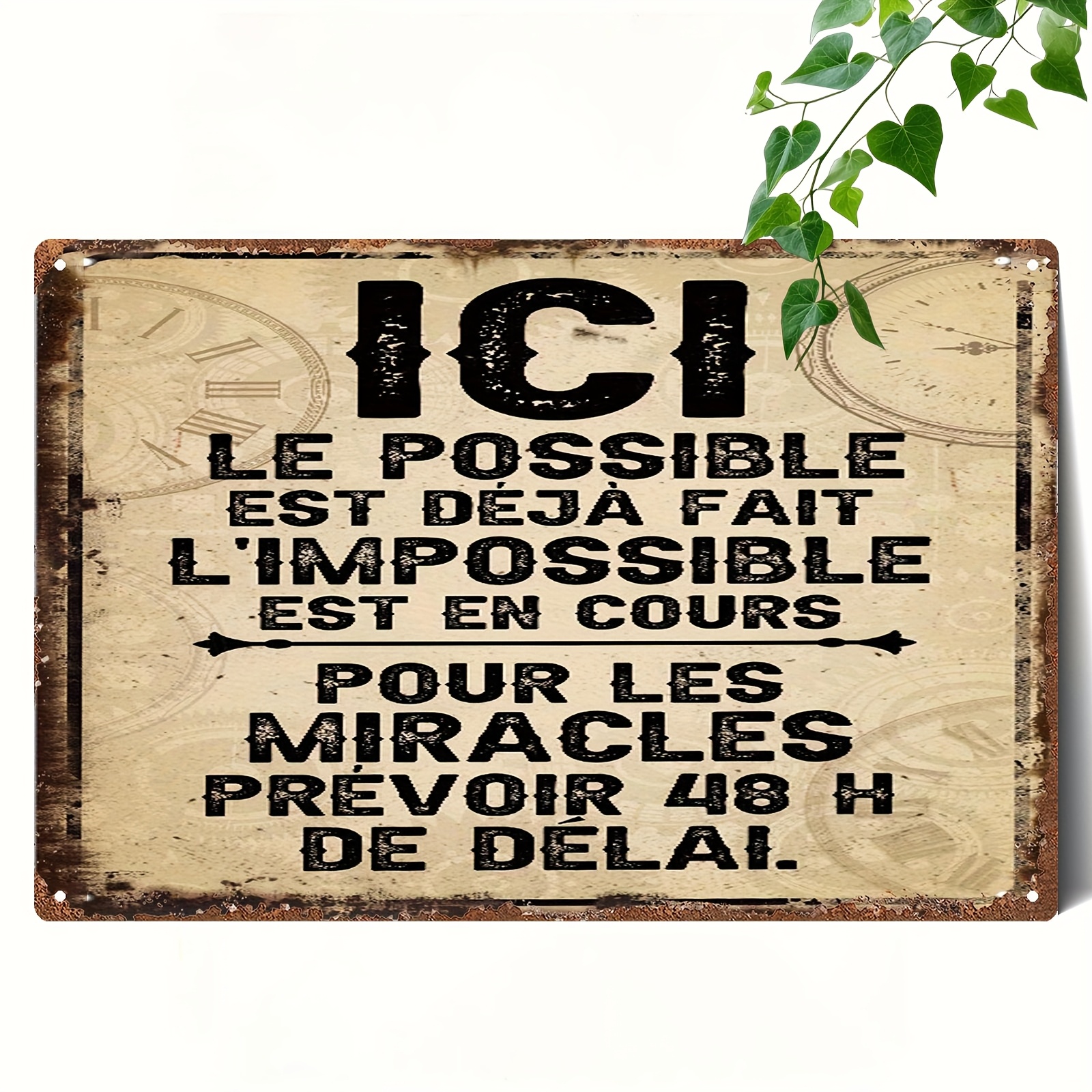 TEMU Panneau Mural Métal Vintage Plat 2D - Française "Les Choses Qui Optionnelles", 20.32X30.48 Cm, Plaque Rustique en Fer pour Décoration Maison,