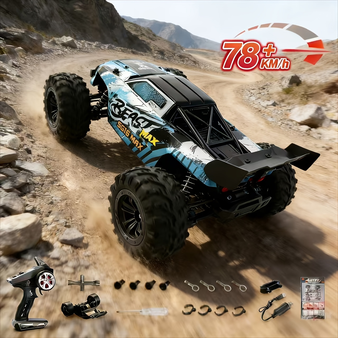 Image of Sg116max Full-scale Proportional Remote Control Off-road Vehicle 78km/h Professional Racing Remote Control Car 4wd Vehicle With Led Lights And 3 Batteries Gifts