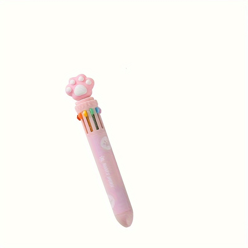 1pc Cute Cat Paw 10-color Ballpoint Pen - Creative Cartoon Design, Medium Point, Assorted Colors - Students & Diy Journaling