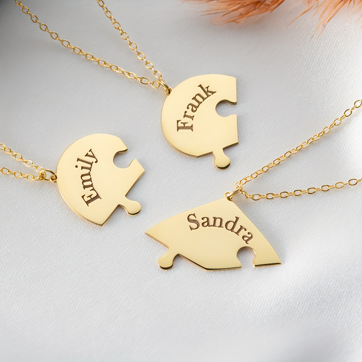 Custom Heart-Shaped Puzzle Necklace — Personalized Friendship Gift