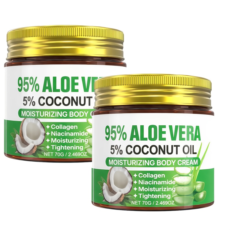 TEMU 2pcs Aloe Collagen Firming Moisturizing Cream - Rich In Aloe , Coconut Oil, Hyaluronic Acid, Moisturizing Care, Very Suitable For Dry Skin,