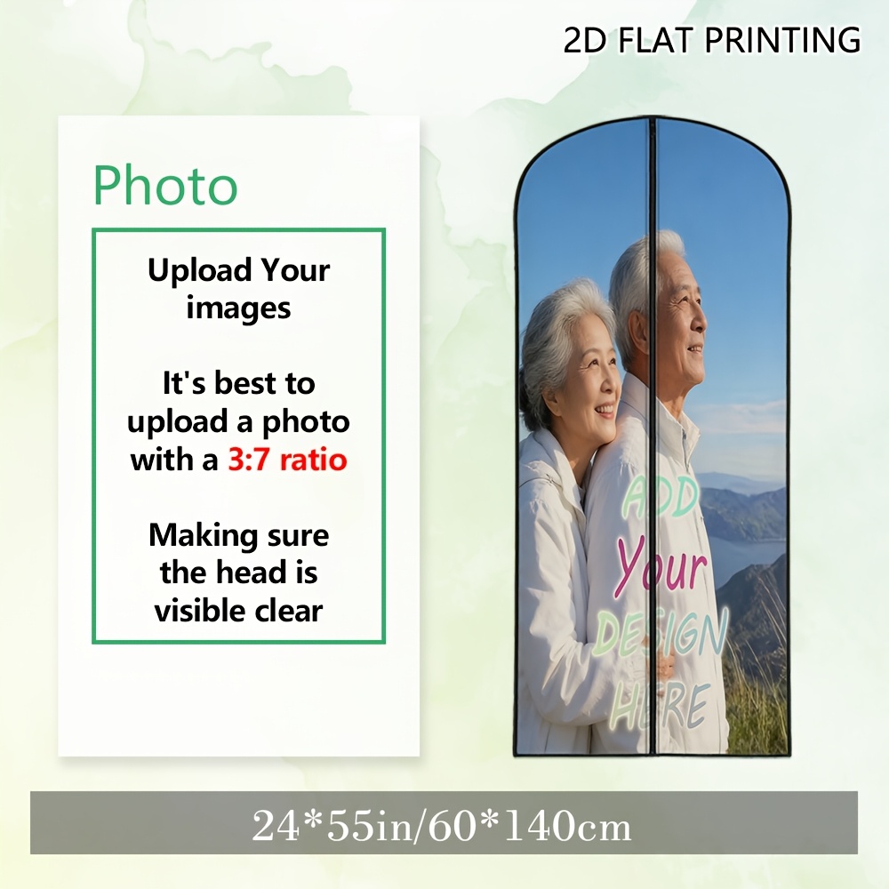 TEMU 1pc Personalized Artwork Dustproof Garment Cover Custom Your Photo Suit Dust Bag Customizable Image Bag For Home Closet And Gifting