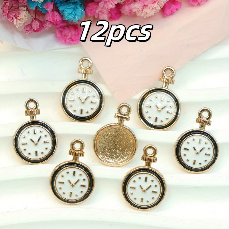 Image of 12pcs/5pcs/30pcs/50pcs Vintage Alloy Pocket Watch Pendants - Minimalist Style, , Necklaces, Bracelets - Ideal Couple Gifts For Birthdays And Holidays, Clock Design
