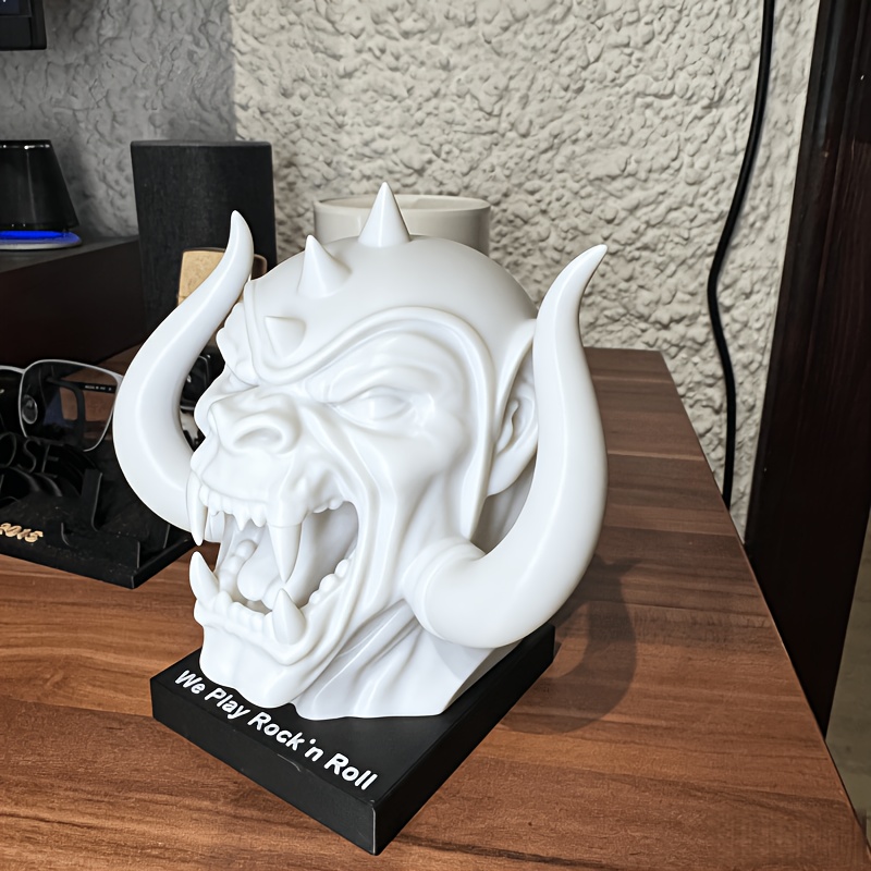 Image of Heavy Theme Demon Statue, White Fangs Ornament, Home Desktop Collection Decoration Craft For Halloween Thanksgiving Christmas Decorations Collectible Figurines