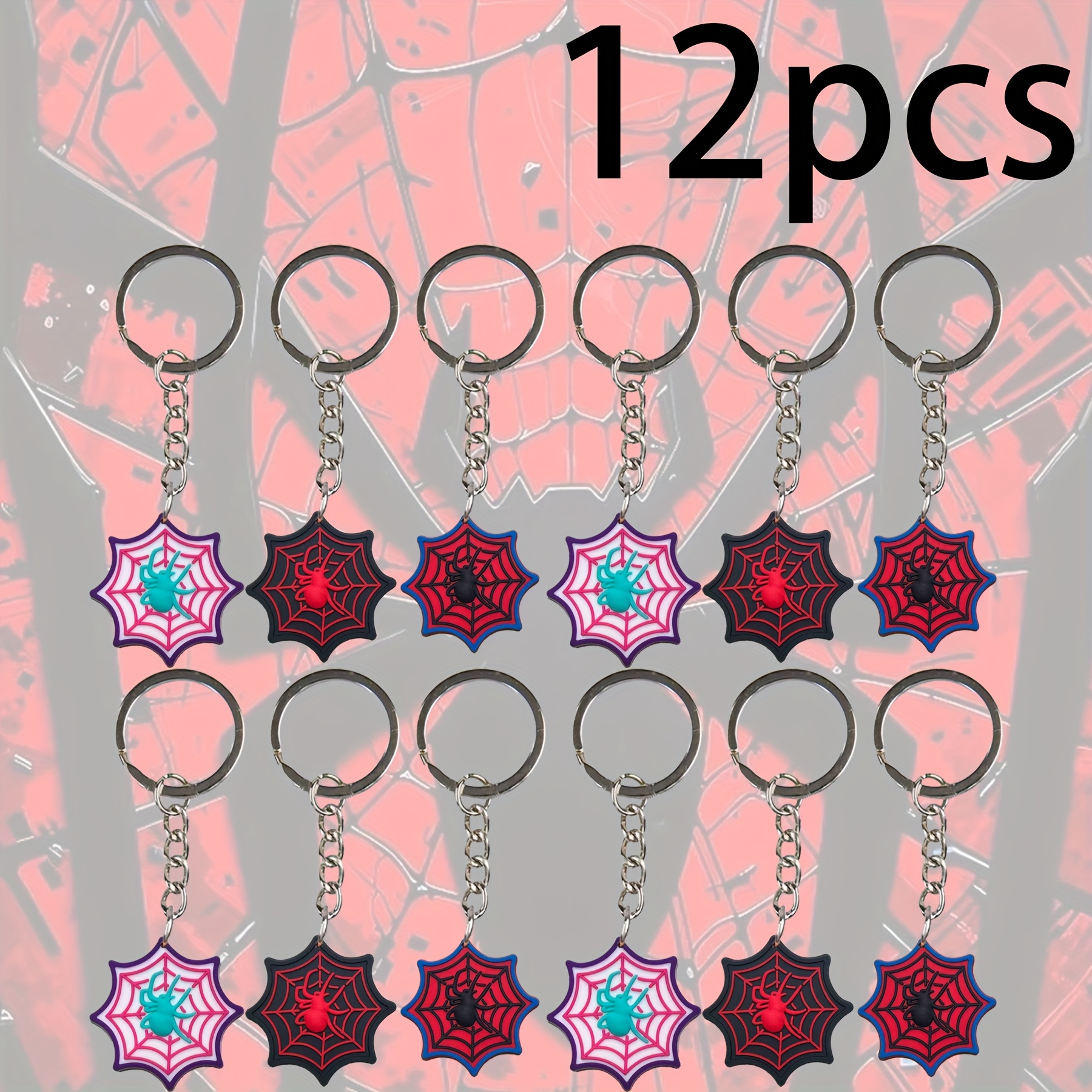 TEMU Gift For Her/him 12 -themed Party Keychains Featuring A Web Design - Perfect For Birthday Party Favors, Luggage, Wallets, Backpacks, Car