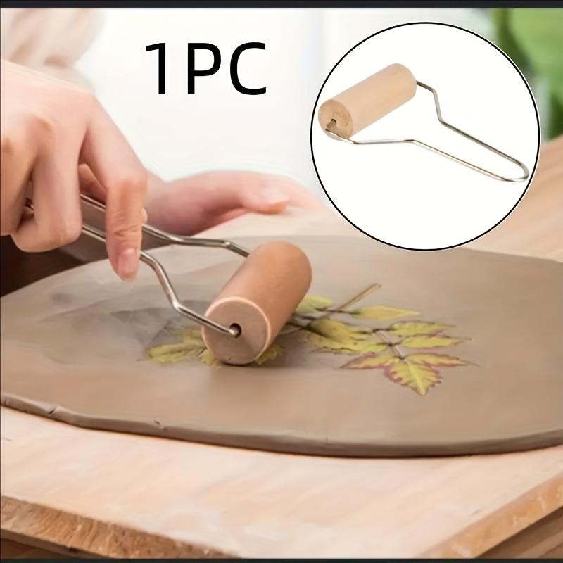 Image of 1 Smooth Wooden Clay Rolling Pin, Clay Rolling Pin, For Pottery - Natural Wood Handle, Durable Polymer Shaping Tool, Suitable For Sculpting And Trimming Clay