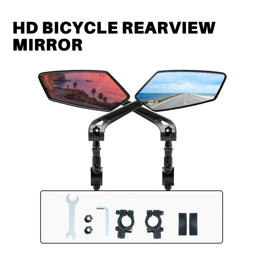 TEMU A Pair Of 2 High-definition For Bicycle Rearview Mirrors With 360° Adjustable Rotation, Made Of Durable Abs Material, Suitable For Bicycles,