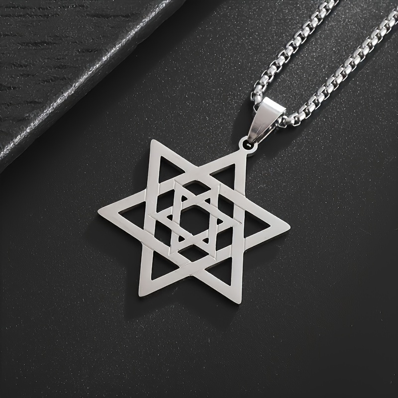 Stainless Steel Star Of David Necklace, Jewish Amulet