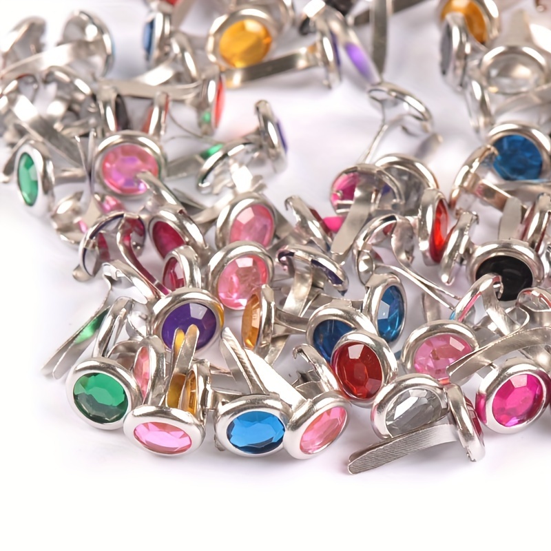 

50pcs Assorted Colors Round Rhinestone Thumbtacks, 0.85x1.5cm - Ideal For Diy Crafts, Scrapbooking, Greeting Cards, Photo Albums & More