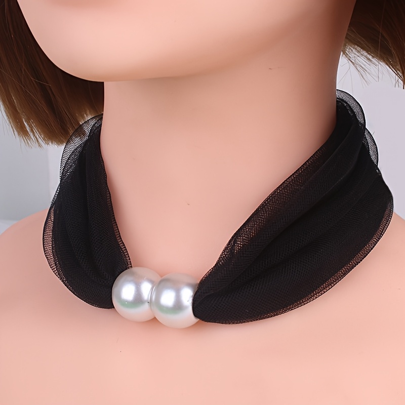 TEMU 1pc Versatile Scarf For Women, Mesh Lace Shawl With Pendant Neck Wrap Accessory