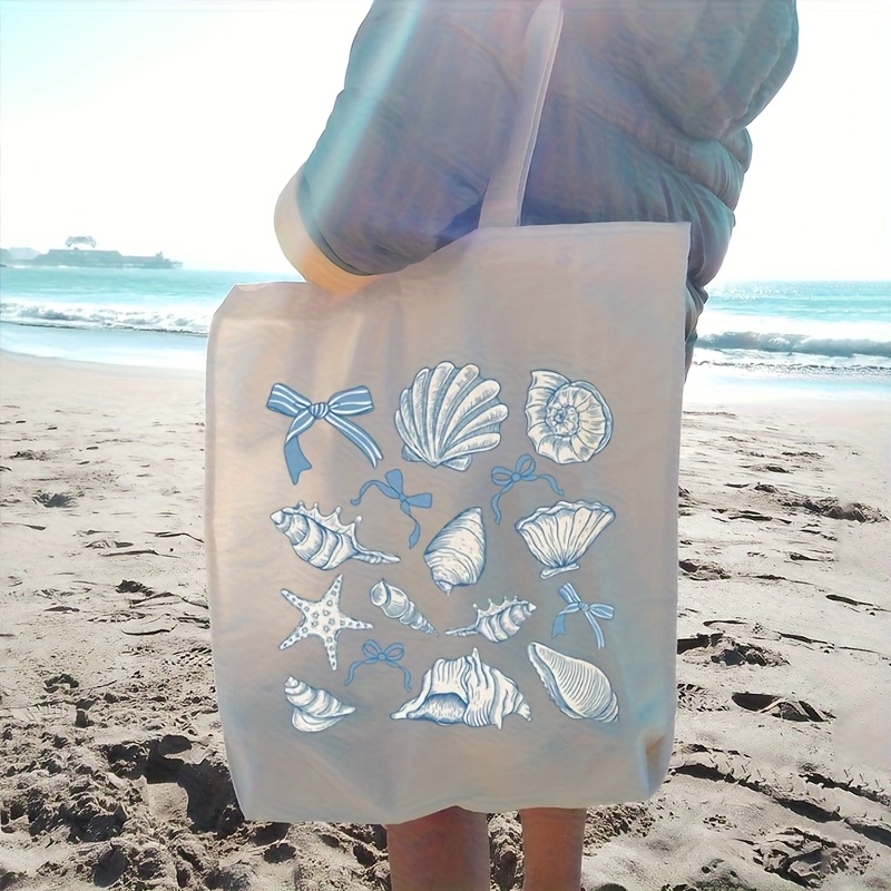 coquette blue ocean theme canvas tote bag featuring Temu United
