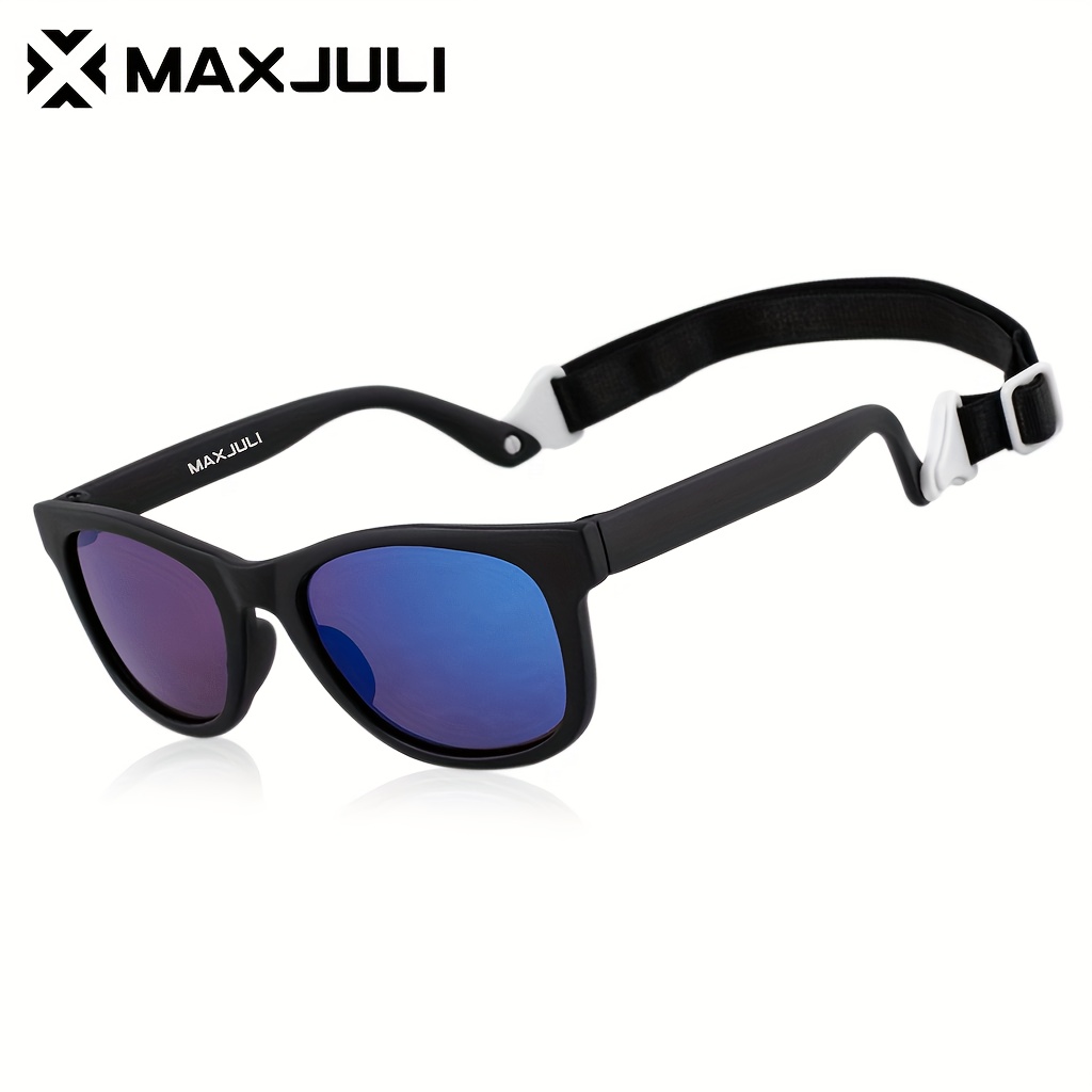 Baby Infant Polarized Fashion Glasses Glare Reduction, Adjustable  Strap (0-24 Months), Soft Frame with White Accents for Sa