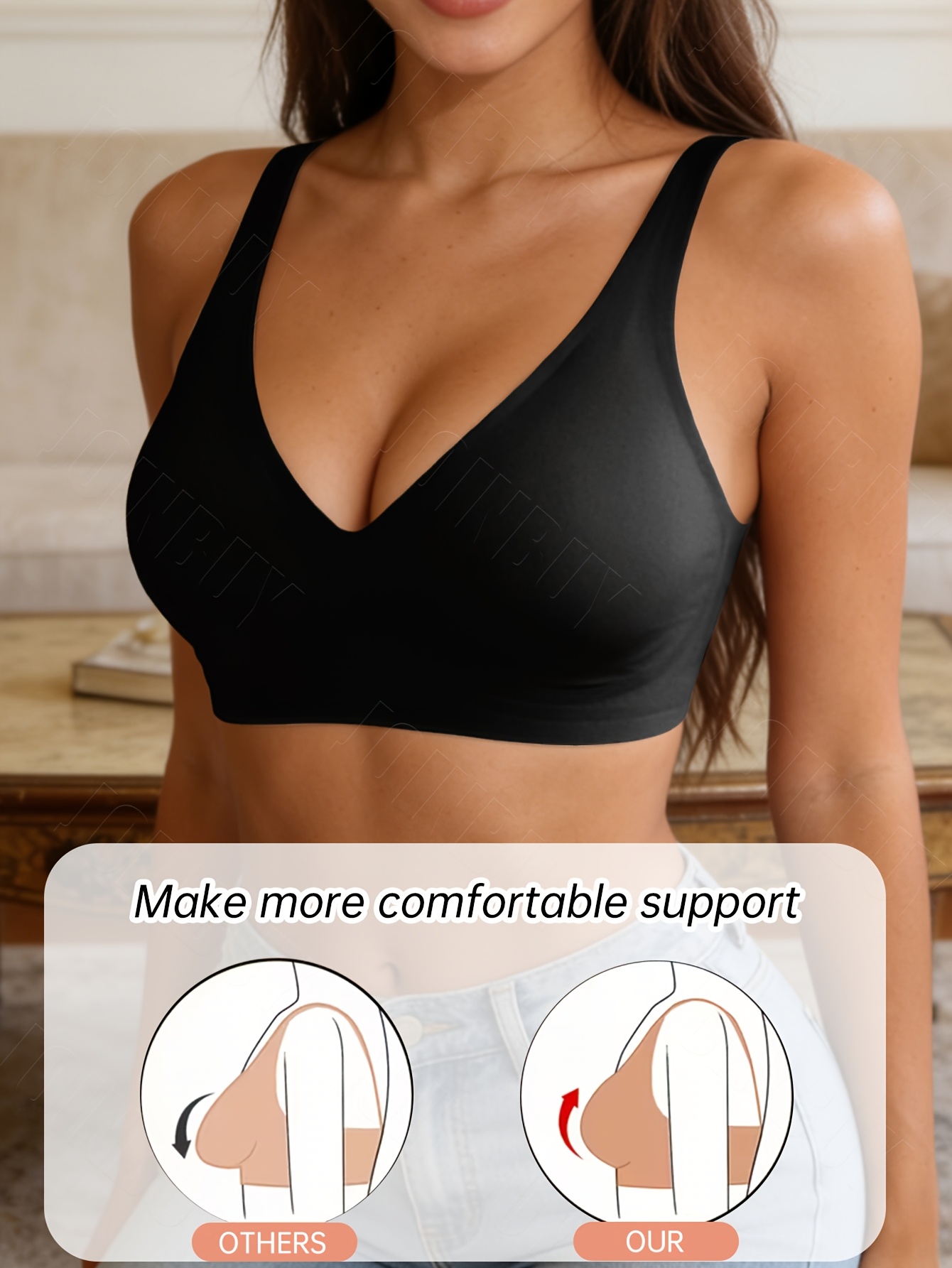 4pcs Women's V-Neck Jelly Soft Support Bra Set