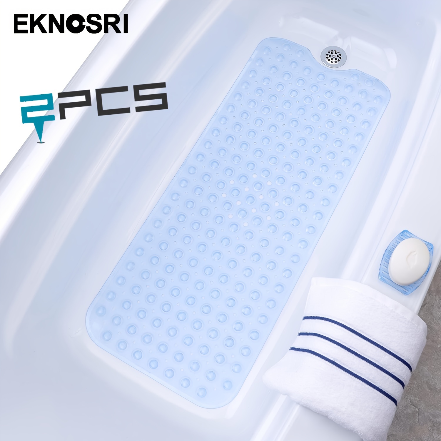 

2pcs Extra Large Bathtub Mats, Non-slip Bath And Shower Mat With Suction Cups, Machine Washable Bathroom Safety Mat