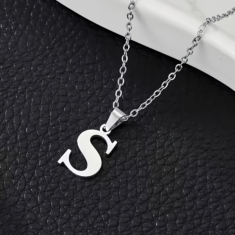 TEMU Collana con ciondolo a argentata e che non sbiadisce, gioielli in acciaio inossidabile per donna, gioielli collana con 26 lettere. Regali per e