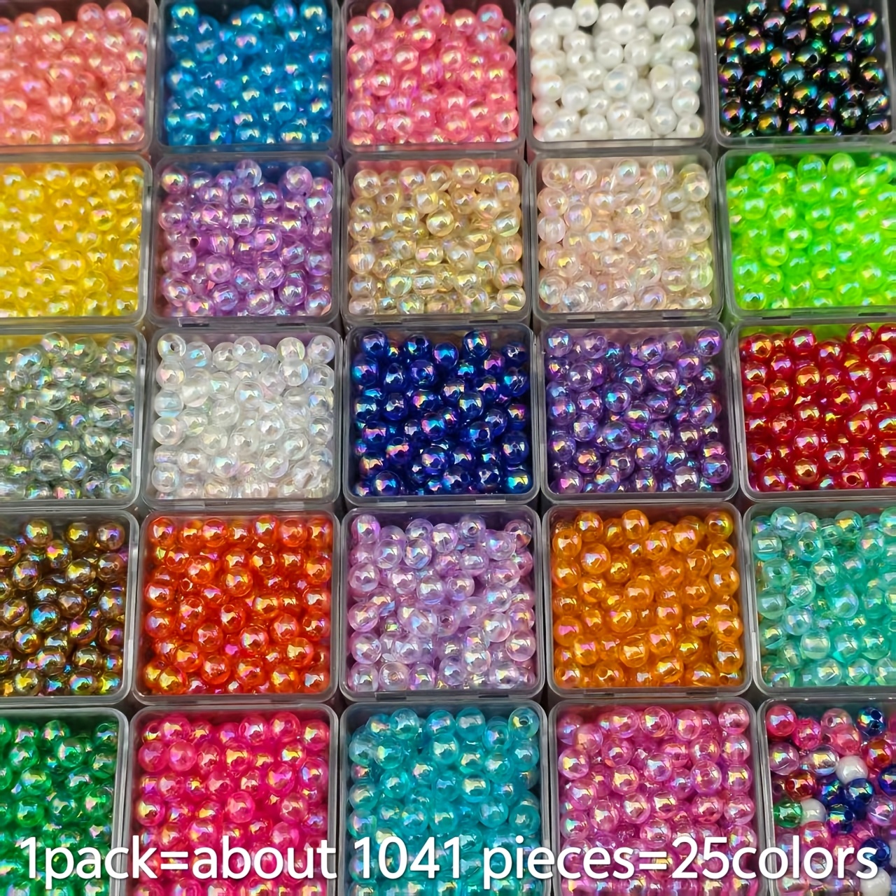 Image of 1041pcs 25 Colors 6mm Acrylic Straight Hole Color Beads Diy Earring Bracelet Necklace Jewelry Making Kit, Suitable As Gifts For Mothers
