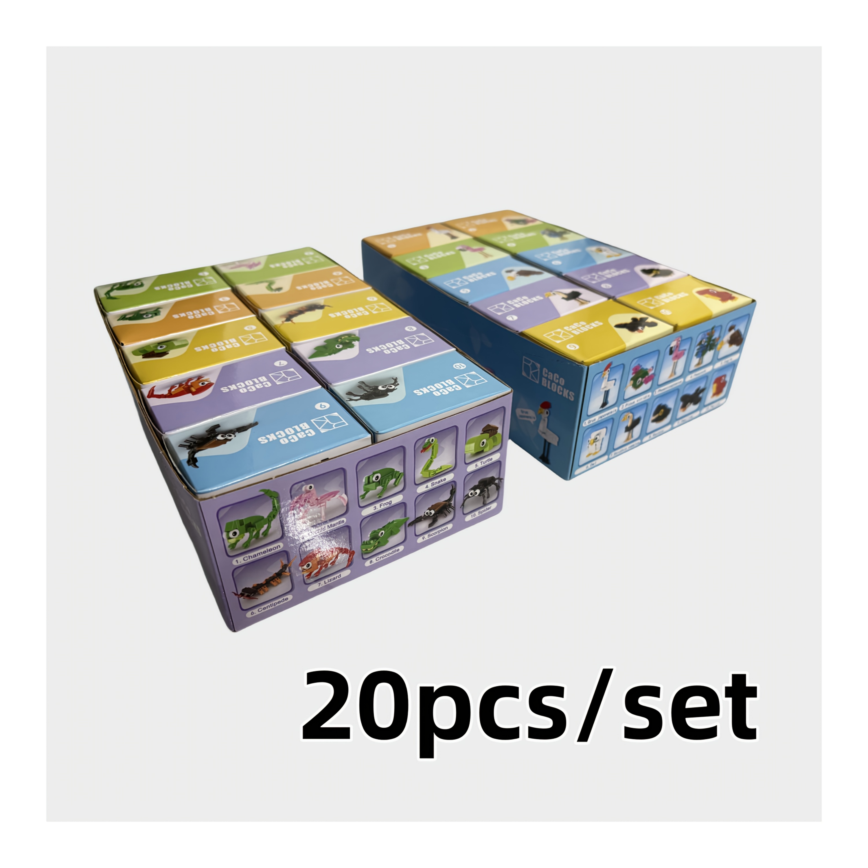 Image of 20pcs/set, Building Block Set For Insects And Birds, Including , Lizards, , Parrots, And Cute Small Animal Building Blocks. A Holiday Gift Set For