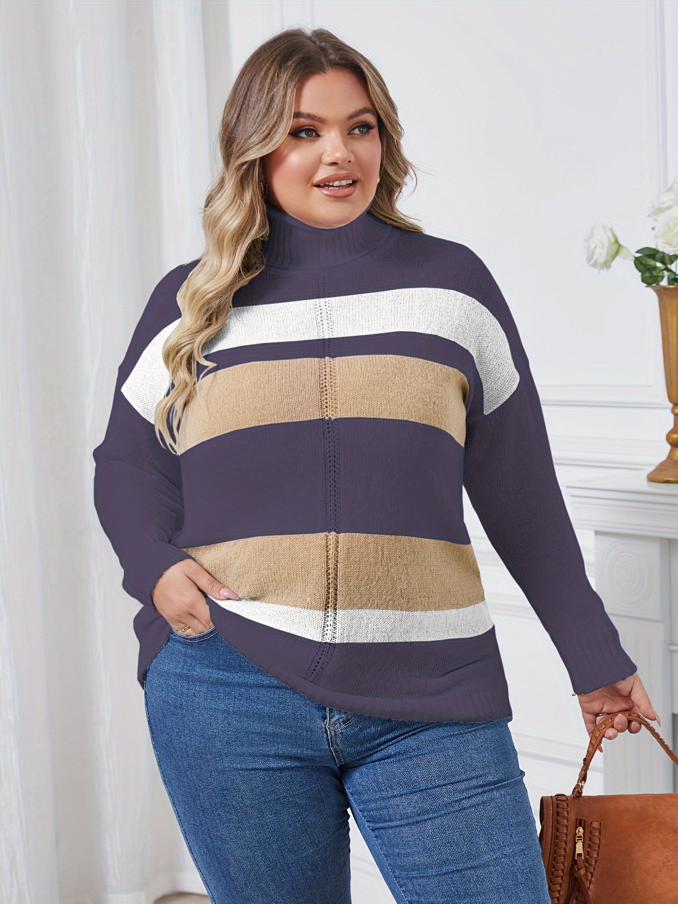 Plus Size Sweatshirts for Women Oversized Colorblock Pullover Tops 1X-5X