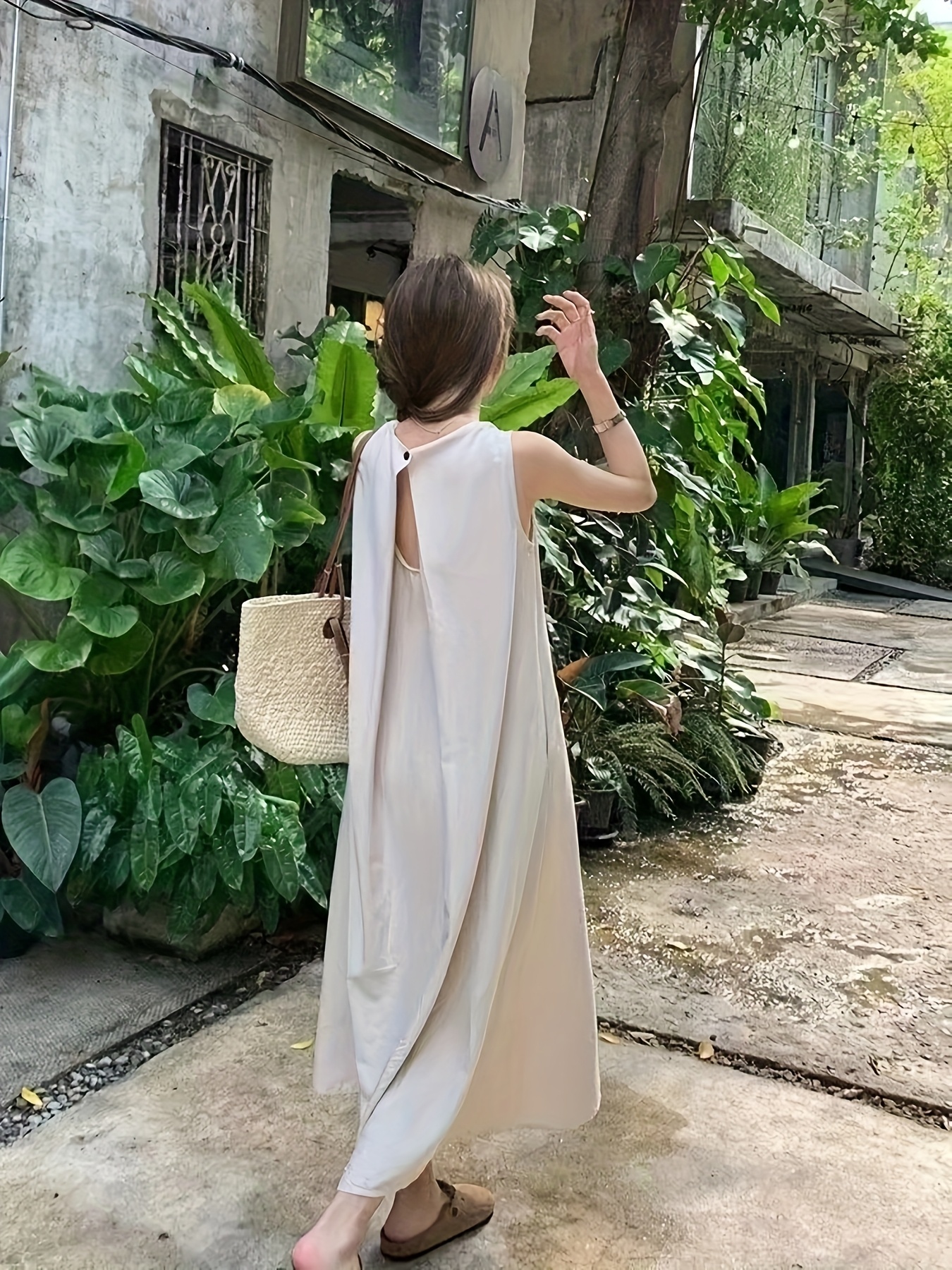 womens sleeveless korean fashion dress loose fit a line long - Temu Bahrain
