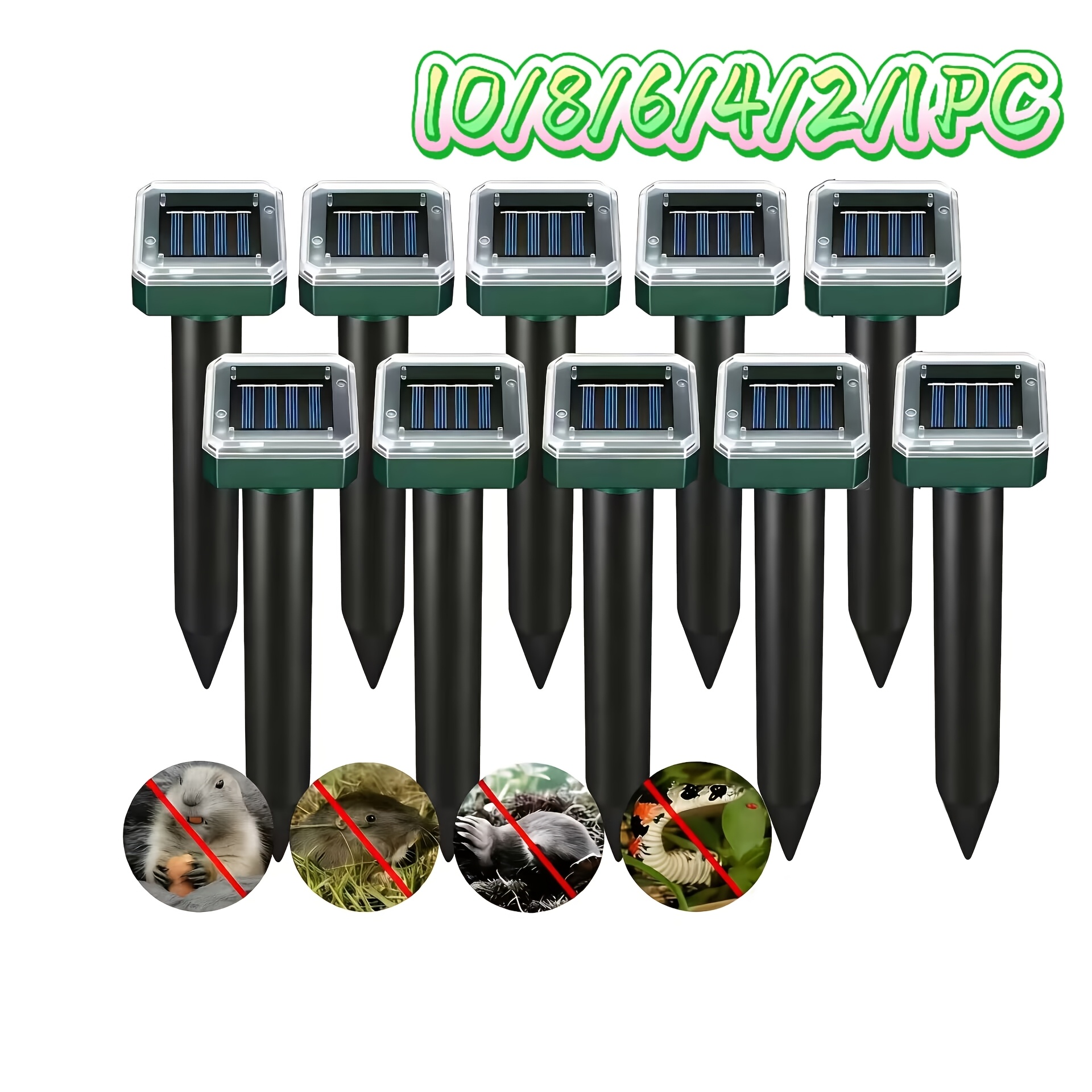 10 8 6 4 2 1pc solar powered rodent repeller mole repeller insect repeller ip44 effective against deer raccoons   and rodents animal repellent suitable for yards gardens   and lawns