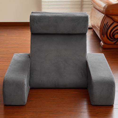 Ergonomic Floor Backrest Reading Pillow With Armrests, Dutch Velvet Memory Foam Support Cushion, Headrest & Side Pockets, Foldable Portable Back Support For Reading, Gaming, , Dorm, Bedroom & Living Room