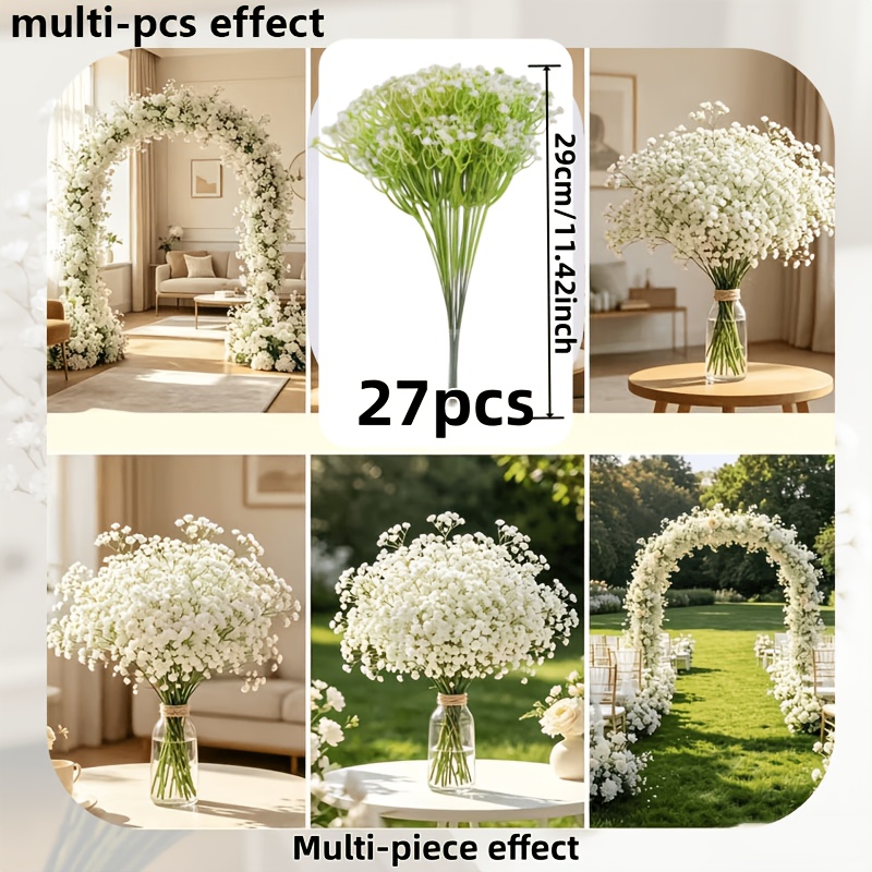TEMU 27 Bundles Of 810 Stems - Artificial 's Breath, White Fake 's Breath Bouquet, Suitable For Wedding And Birthday Decorations, Indoor And Outdoor