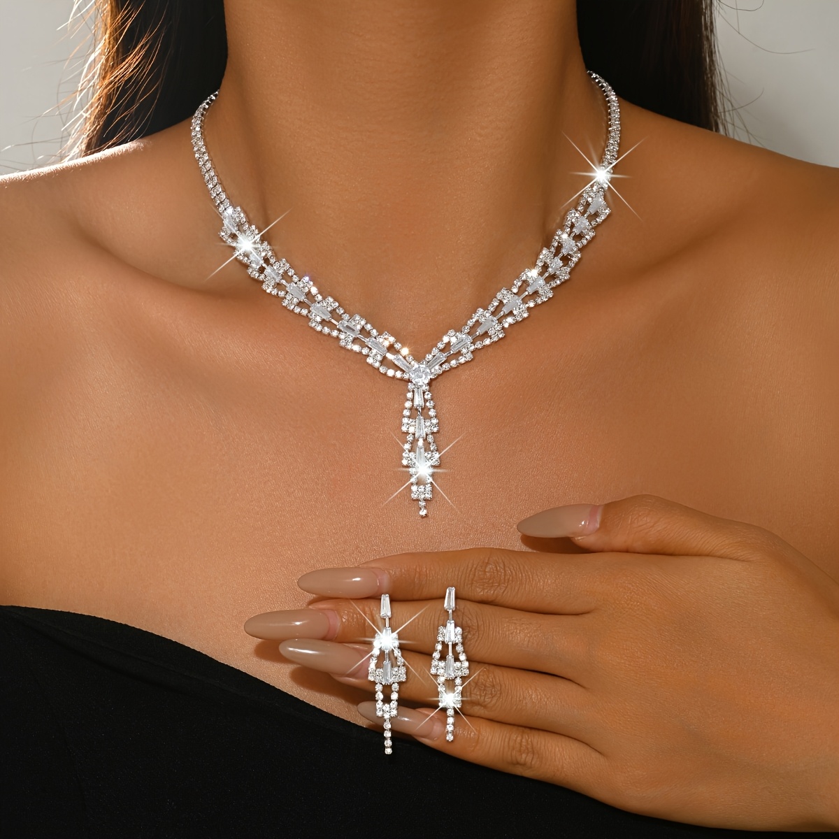 Chic Tailored Embellished Jewelry Set for Wedding Receptions