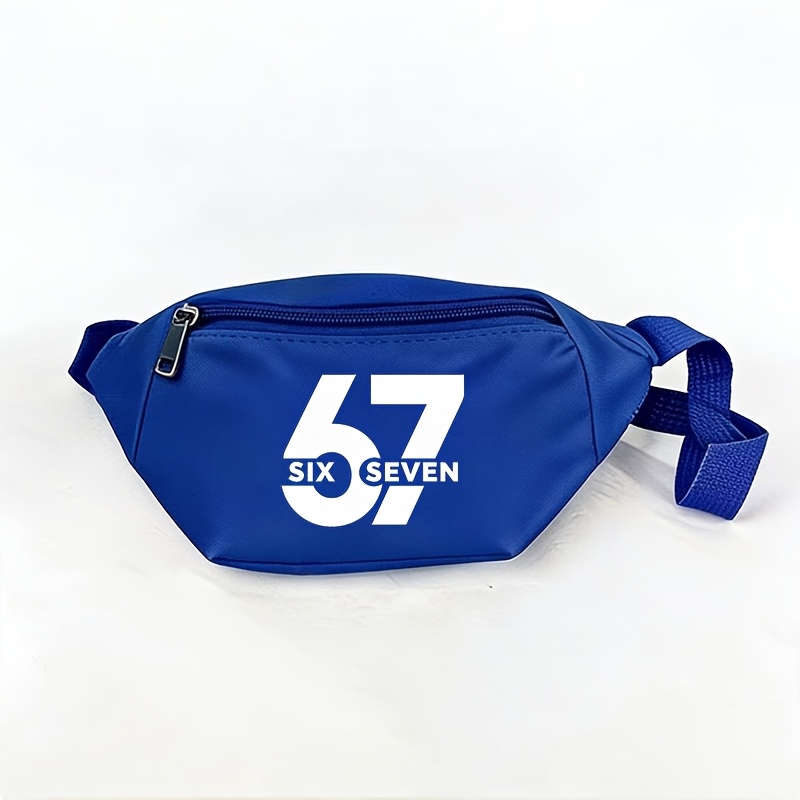 TEMU Multicolor '67 & ' Print Waist Bag - Adjustable Crossbody Belt Pouch With Large Capacity Mini Carrier Suitable For Daily Commuting,, Travel,