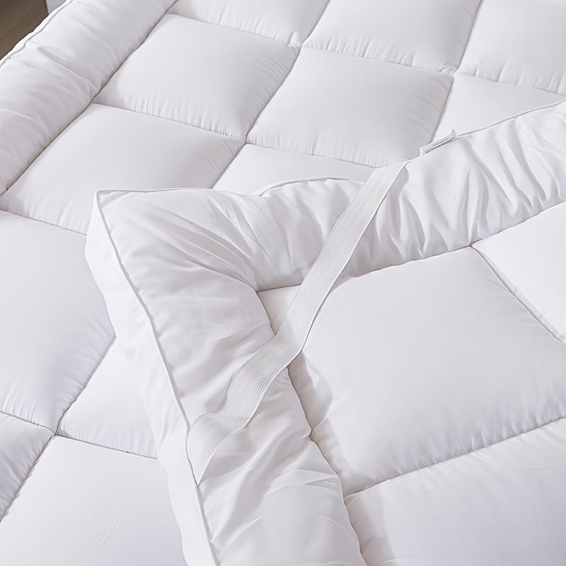 1pc Extra Thick Mattress Topper, Overfilled with 10cm/ 4Inch Microfiber Filling with Deep Pocket, Plush Soft Pillow Top Mattress Topper Anti-Shift & Even Weight Distribution Single/Double/King/Super King All UK Bed Sizes