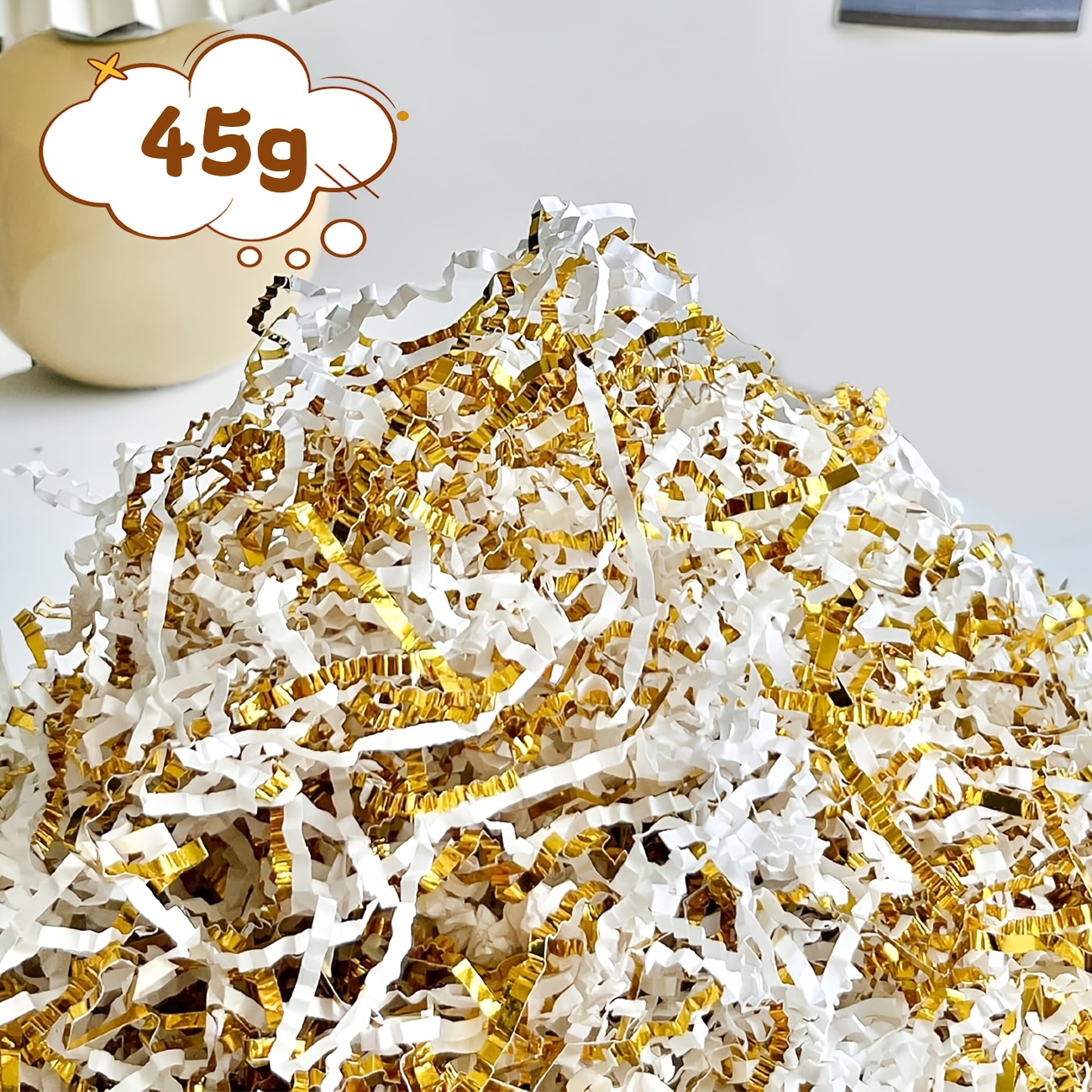 E-shop 45g Buntgekräuseltes Füllpapier - Buntgekräuseltes Füllmaterial für Weihnachts-, Hochzeits-, Geburtstags- & Ostergeschenkboxen - Leichtes