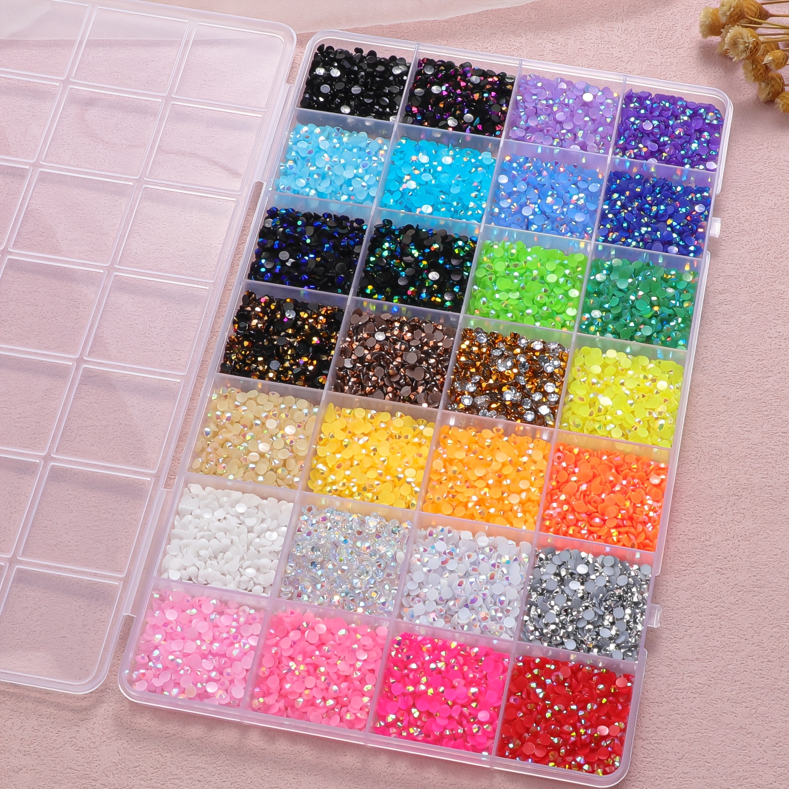 32000pcs rhinestones bedazzling kit with tools 3mm color resin rhinestones for bedazzling flatback resin gems for crafts   kit for clothing shoes diy face makeup tumblers