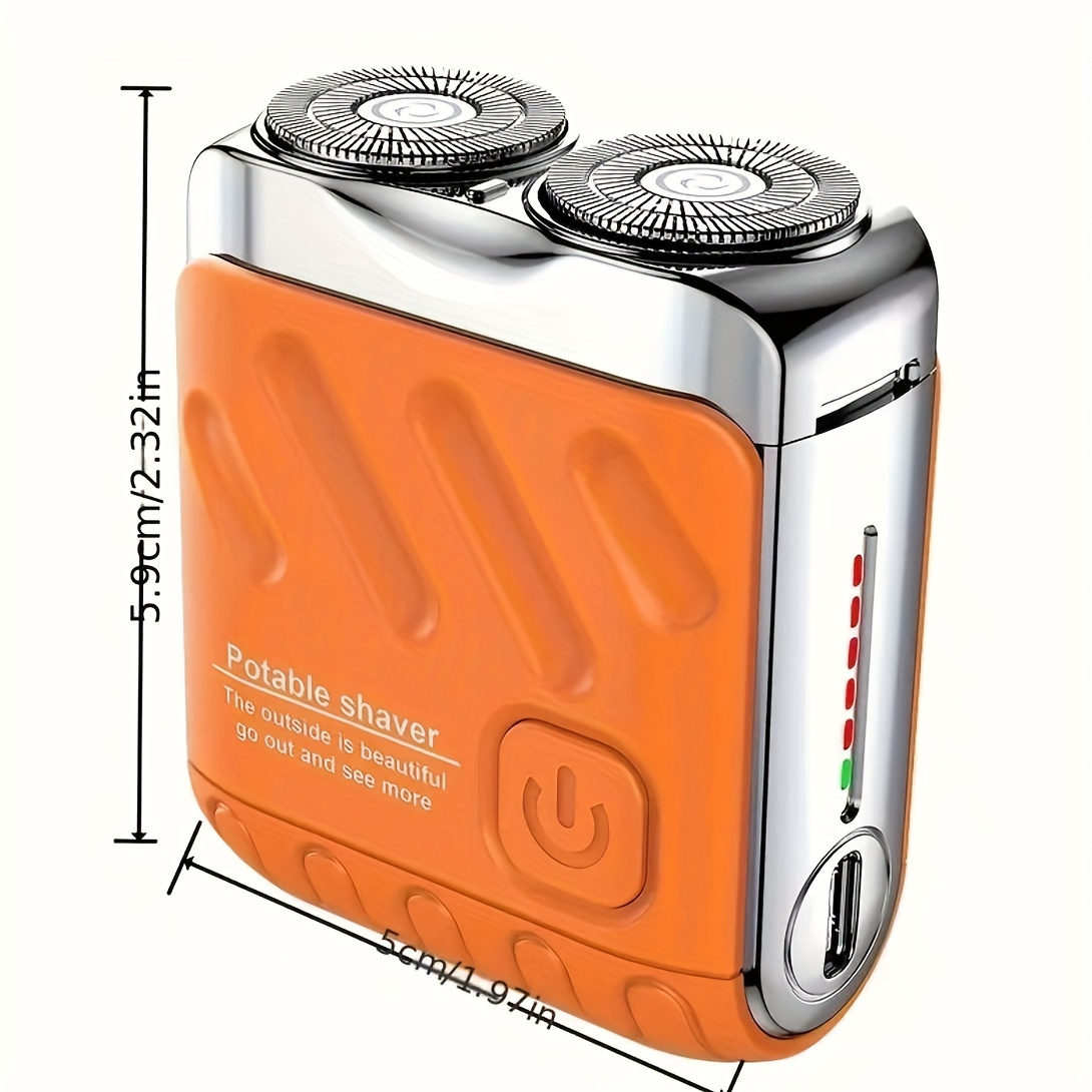 mini electric portable shaver suitable for men 300mah lithium battery double blade floating head usb charging type c interface charge 2 hours for   shaving stainless steel blade magnetic cutter head ideal gift