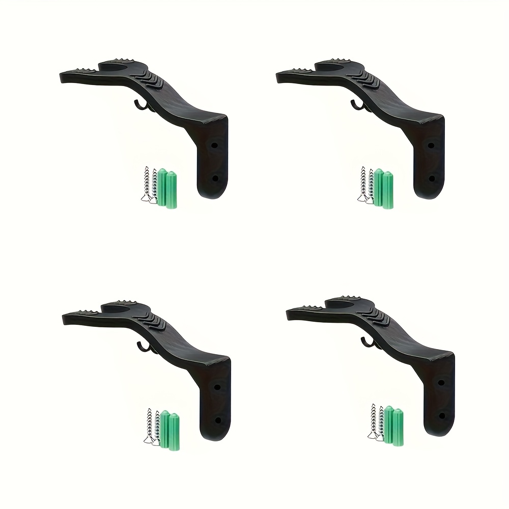 E-shop 4er-Set Schwarze Wandhaken mit Rutschfestem Design - Langlebiger Kunststoff Helm-, Schlüssel-, Werkzeugorganizer für Garagen- und