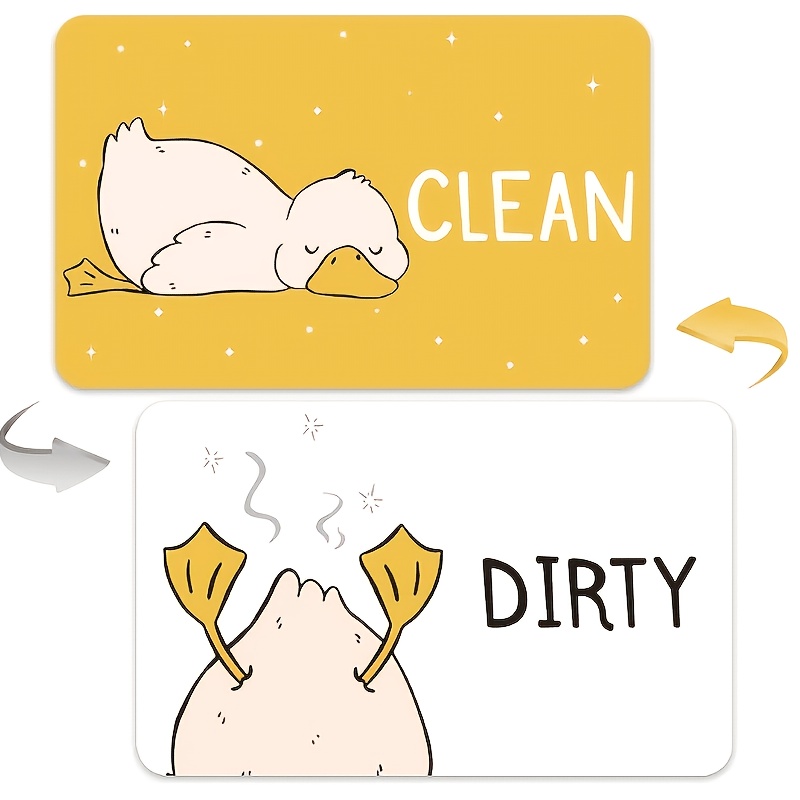 TEMU Funny Cartoon Duck Dishwasher Magnet, Clean Dirty Sign For Refrigerator Washing Machine, Cute Duck Double Sided Strong Magnetic Flip Indicator