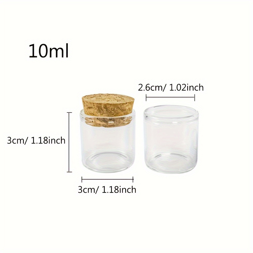 Image of Set Of 20 Clear Glass Test Tube Bottles, Each 10ml, Featuring Cork Stoppers. Ideal For Gifts, Home Decor, Or Decorative Storage