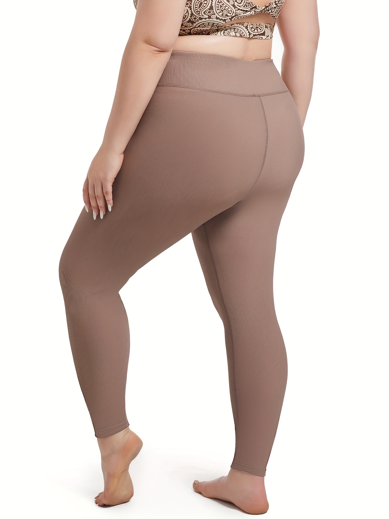 Plus Size Sports Leggings, Women's Plus Solid High * Butt Lifting Stretchy  Skinny Yoga Pants