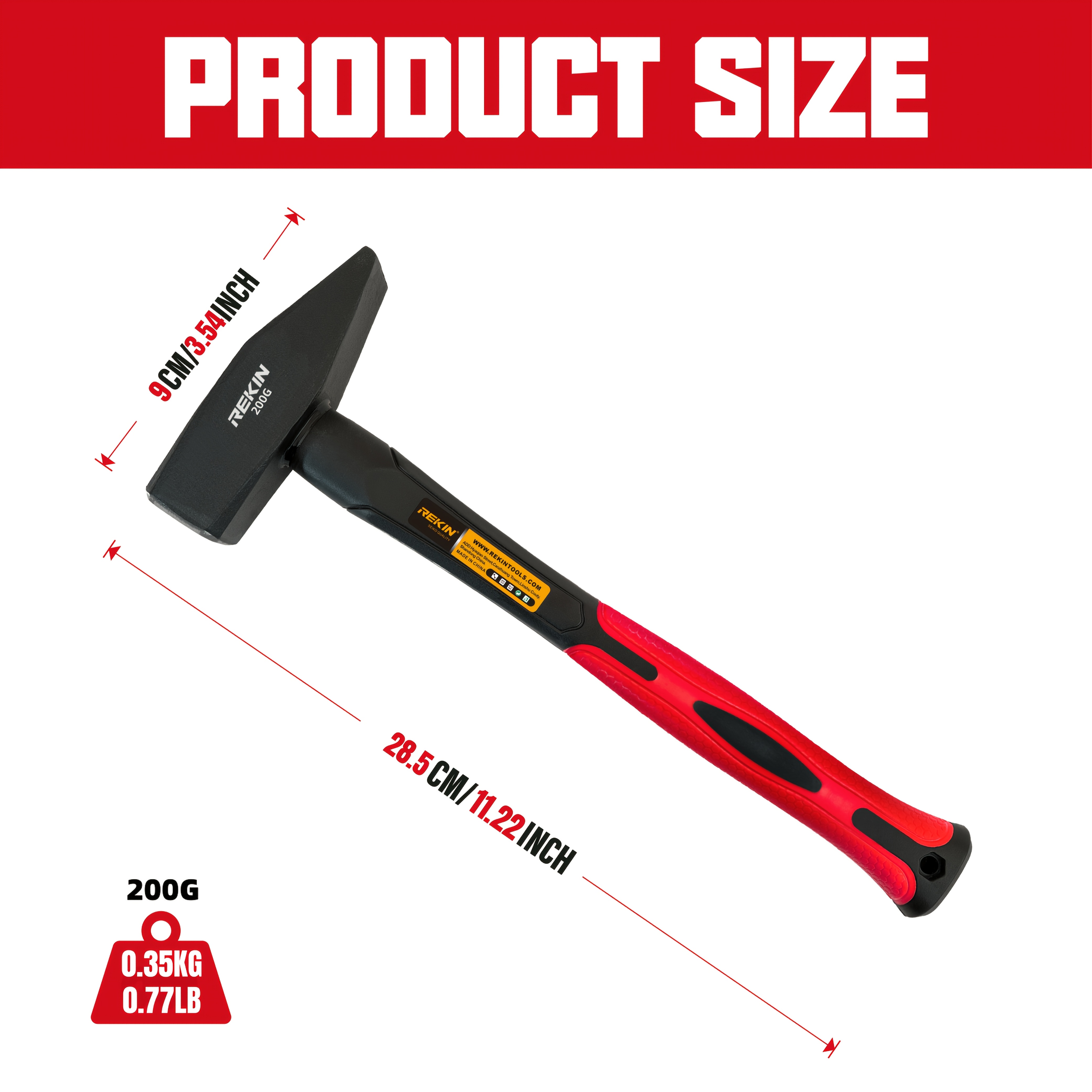 Image of 200g Or 500g Or 1000g Style Mechanical Hammer, 45 Steel Head, Non-slip Textured Rubber Handle With Shock Absorbing Function, Easy To Carry Suitable For Light Work, , Automotive Maintenance
