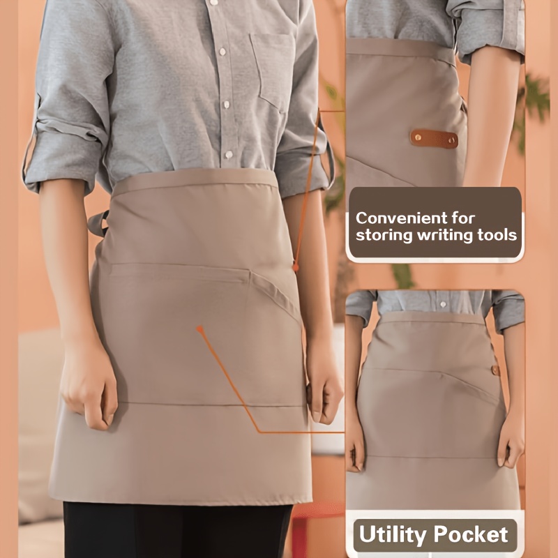TEMU A Canvas High-end Restaurant Apron With Pockets, Unisex Apron, Ideal For Coffee Bars, Restaurants And Stylish Waist Work Clothes