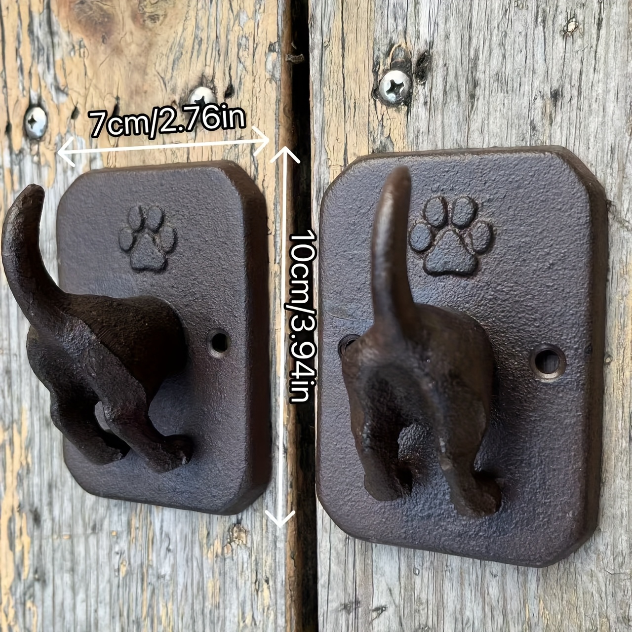 E-shop 2 Stück Hochwertige Gusseisen-Haken | Wandmontierte Katzen- & Hundeschwanzhaken, Multifunktionale Wanddekoration & Aufbewahrung, Geeignet für