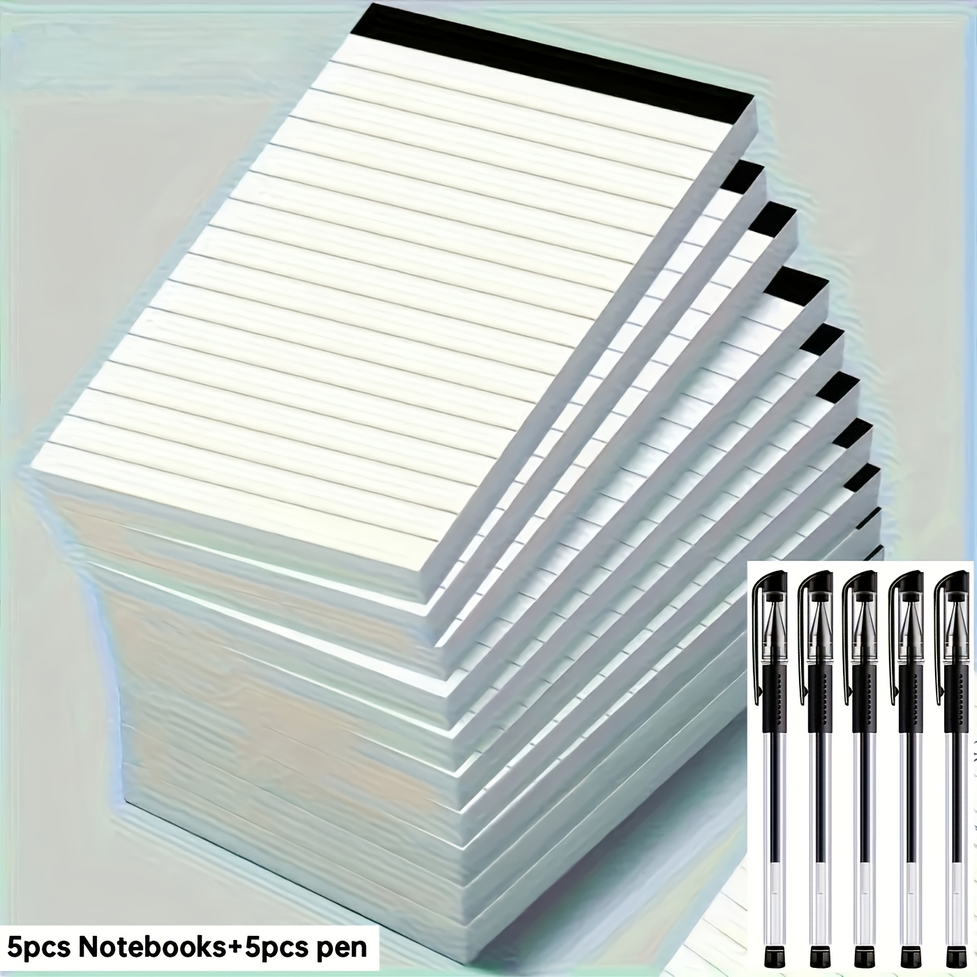 E-shop 10-teiliges Mehrzweck-Notizbuch-Set, (Inklusive 5 Notizbücher + 5 Stifte) Notizbuch mit Linien, 30 Seiten pro Notizbuch, 3×5 Zoll, geeignet für