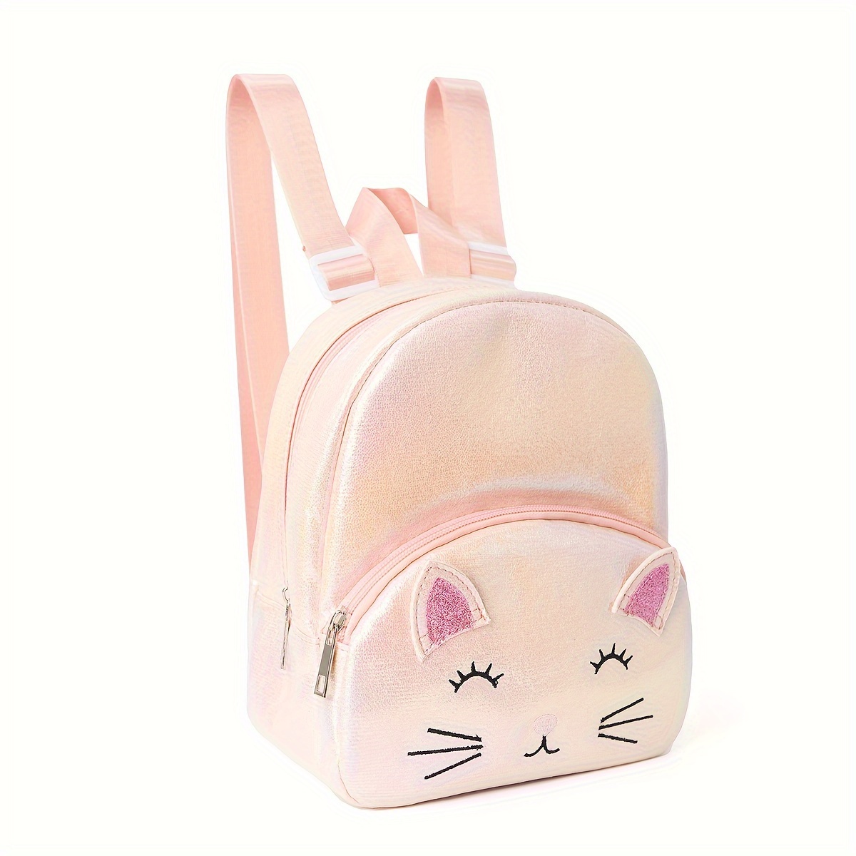 

1pc Cute Cat Embroidered Double Pocket Backpack For Children And Girls, Classic Backpack, Suitable For Little Girls, Kindergarten And Primary School Students, For Daily Outdoor Travel Holiday Gift