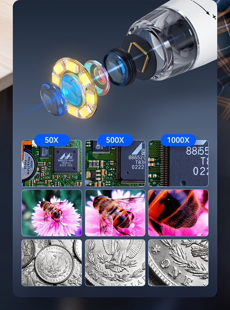 1000X Digitalmikroskop 8 LED Echtzeit-Rendering, Computermikroskop, Elektronen-Biologiemikroskop