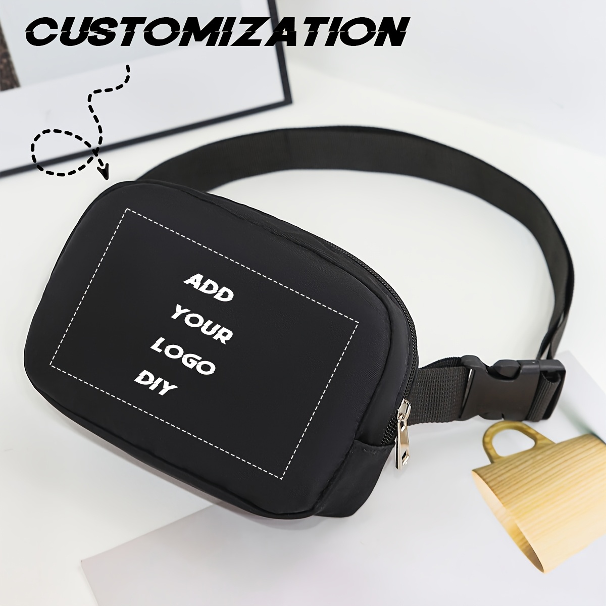 TEMU 1 Stück Custom Mode Freizeit Bauchtasche, Unifarben, Großes Fassungsvermögen, Sportliche, eng anliegende Passform, Vielseitig, Mehrschichtige