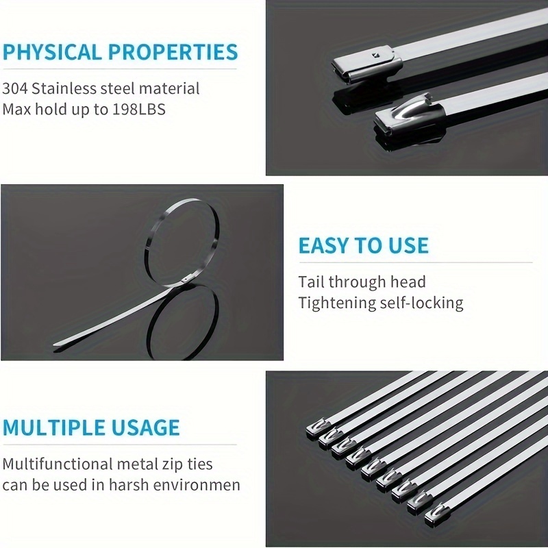 self locking 304 stainless steel cable tie 4 6mm wide for fixing equipment on ships made of white steel with golden anti     resistant to high temperatures Product details 4