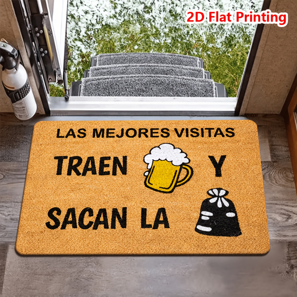 TEMU 1pc Felpudo de Puerta con Felpa y Material de Esponja de 1cm de Grosor, y , Absorbente de Agua, Antideslizante Lavable a Máquina, Diseño