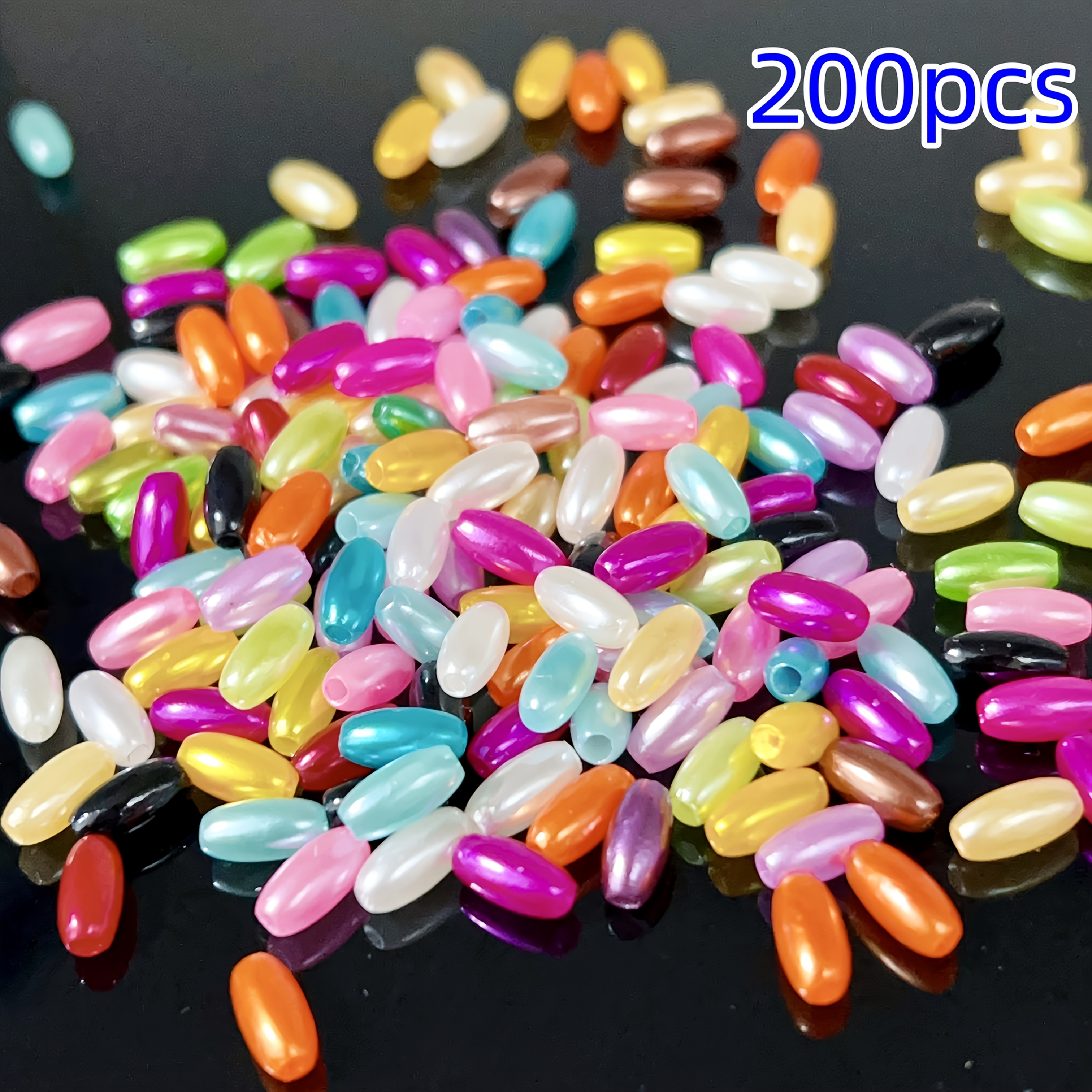 200pcs Multicolor Acrylic Oval Beads 4x8mm Suitable For Making, Bracelets, Necklaces, Earrings, Phone Chains - Craft Beading Supplies With & Color Beads For Accessories & Sewing